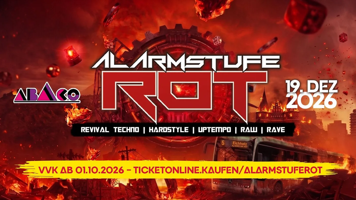 ALARMSTUFE ROT – 25+ ACTS | EHEM. ABACO STOCKELSDORF – Flyer 1